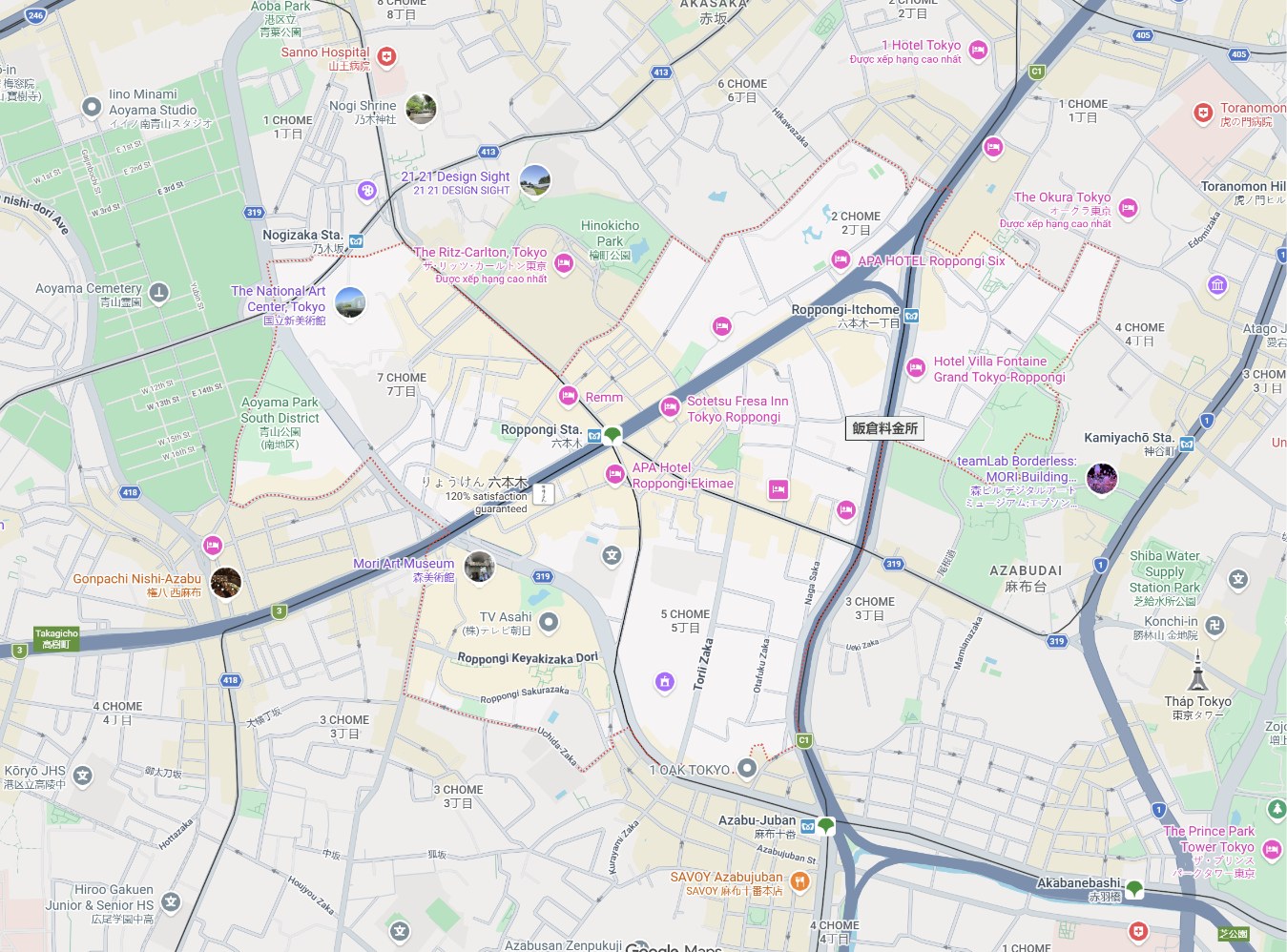 Map of Roppongi, Tokyo